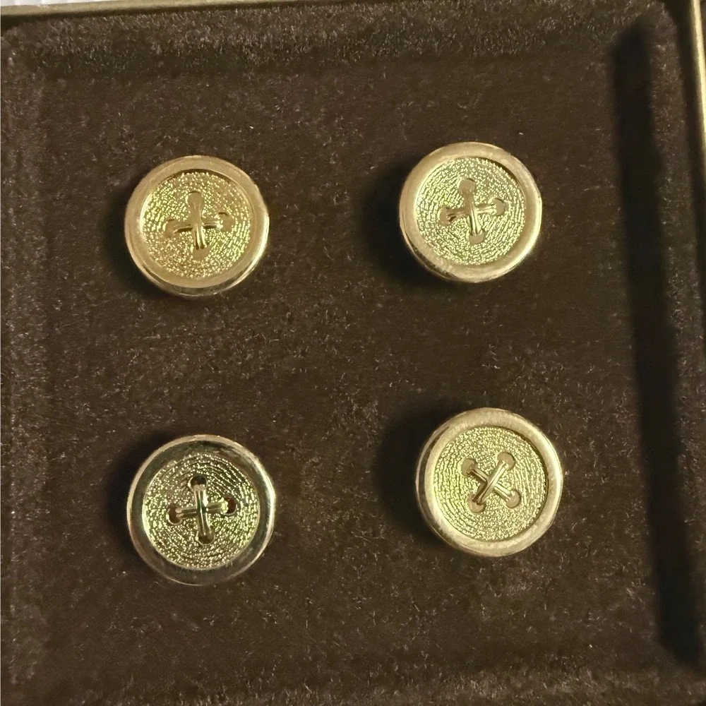 Avon Button Covers Men OS Gold NIB Vintage Citation Jewelry Set of 4